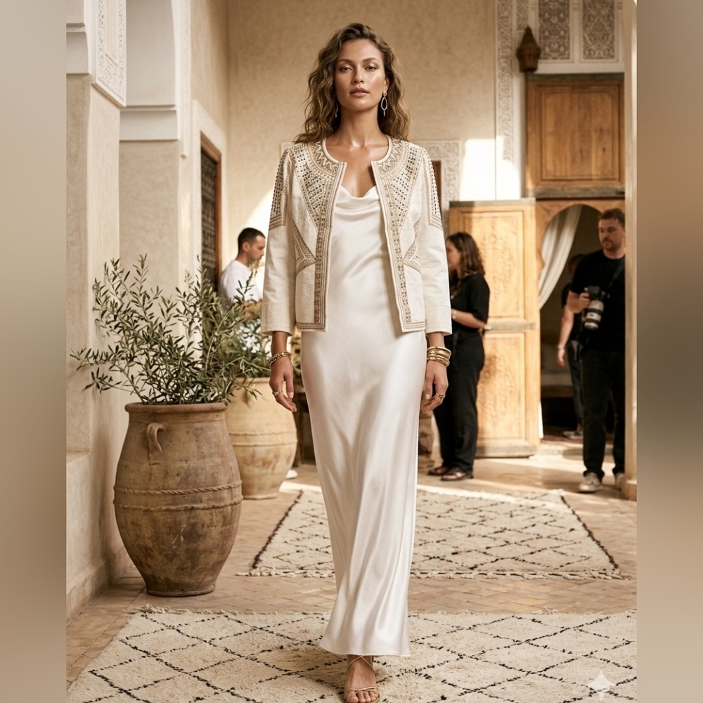 Exquisite Embellished White Jacket by Chico's